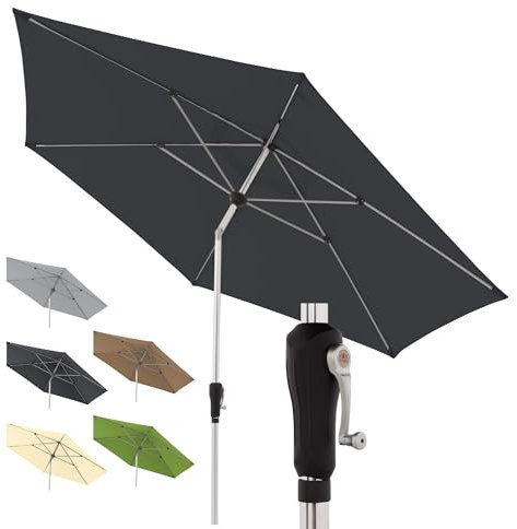 Doppler Sonnenschirm für den Garten SL-AZ Auto Tilt 330 cm Anthrazit I Gartenschirm knickbar I Kurbelschirm mit UV-Schutz 80+ I Kurbelschirm aus Aluminium I regenabweisendes Polyester-Schirmdach