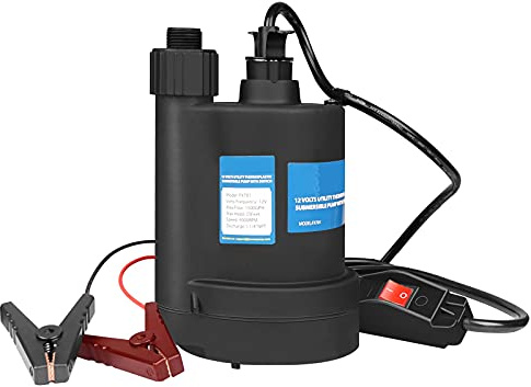 Water Pump Submersible Pump DC 12V Sump Pump 1500 GPH Utility Pump With Switch-Black