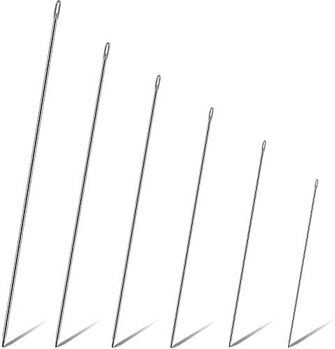 LOCOLO 6 Stück Polsternadeln Leder-Nähnadeln lange gerade Handnadeln Matratzennadel zum Handnähen, Haushaltsnadeln zum Nähen von Gurtbandkanten