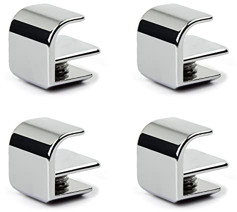 KLEHOPE 4 Pièces Boutons de Porte de Douche, Pinces à Verre pour Épaisseur 1-4 mm, Poignée de Porte en Verre pour Portes Coulissantes et Portes de Douche