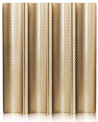 Anaeat Moule à pain perforé anti-adhésif de qualité supérieure, 38,1 x 33 cm, idéal pour 4 pains, baguettes, plateaux à pain français et italiens pour la cuisson du pain, ventilation et résistance à