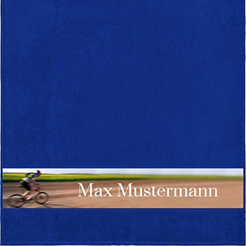 Manutextur Duschtuch mit Namen - personalisiert - Motiv Radsport 3 - viele Farben & Motive - Dusch-Handtuch - Royalblau - Größe 70x140 cm - persönliches Geschenk mit Wunsch-Motiv und Wunsch-Name