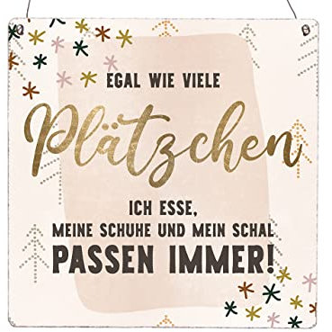Interluxe Holzschild XL - Egal wie viele Plätzchen ich Esse - Geschenk Weihnachten Tannenbaum Schnee Winter Familie