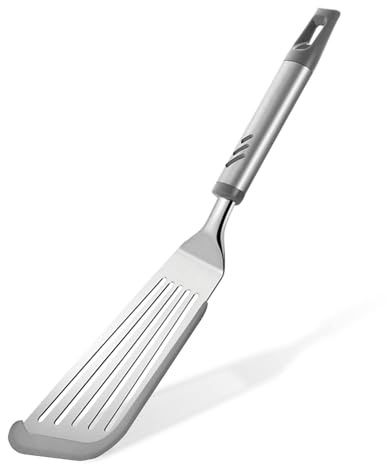 Lebabo Silicone Spatula - Fish Spatula for Non Stick Frying Pan - Flexible Slotted Turner for Cooking and Flipping - Stainless Steel Egg Flipper with Silicone Edge - Heat Resistant - Dishwasher Safe