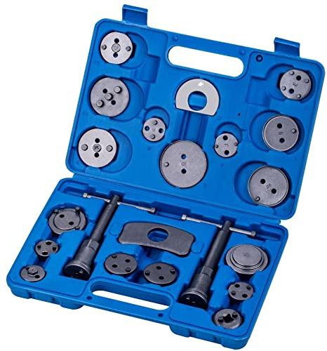 Dapetz ® 21 Pcs Universal Disc Brake Caliper Piston Reset Rewind Wind Back Tool Kit With Double Adaptor Set Wind Back Front and Rear Disc Brake Piston Compression Compressor Pad Replacement for Cars.