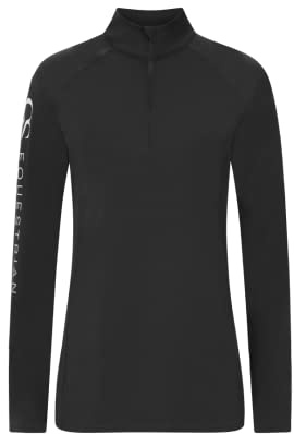 GS Equestrian Children's Momentum Long Sleeve Base Layer. Comfortable, Flexible and Colourful Base Layers Perfect for Horse Riding (Black, 8-10 Years)