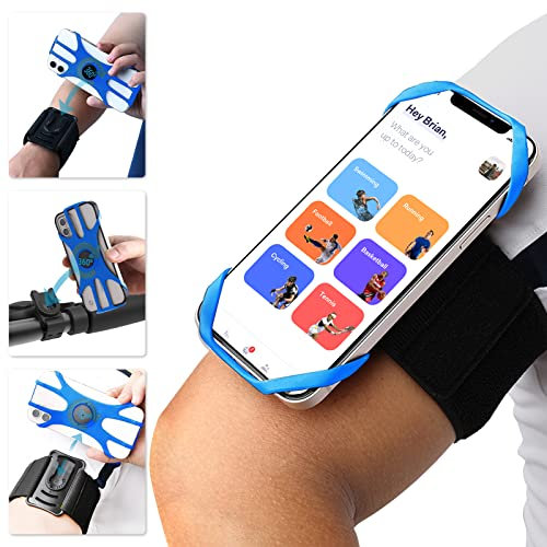 ANGGO Brassard de Sport,3 en 1 Brassard Telephone avec Support Téléphone Vélo,Rotation à 360° Brassard pour Smartphone,Support Telephone Course Compatible pour Smartphones de 4,5 à 7
