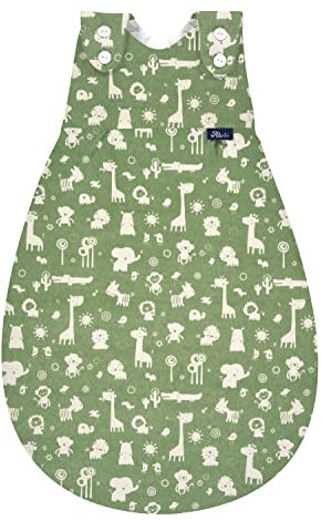 Alvi Baby-Mäxchen Außensack, Schlafsack mitwachsend, Baumwoll Schlafsack mit Strampelfreiheit, Babyschlafsack, Ganzjahresschlafsack (Granite Animals, 68/74)