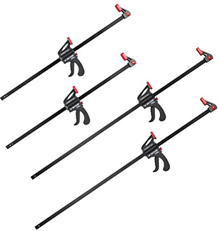POWERTEC 24 & 36 Bar Clamps/Spreaders 4 Pack, Trigger & Ratchet Quick Grip Clamps for Woodworking, Gluing & DIY Projects