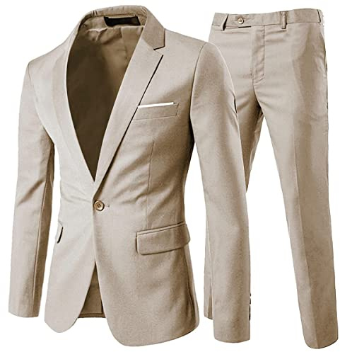Cloudstyle Men's 2-Piece Suits Slim Fit 1 Button Dress Suit Jacket Blazer & Pants Set