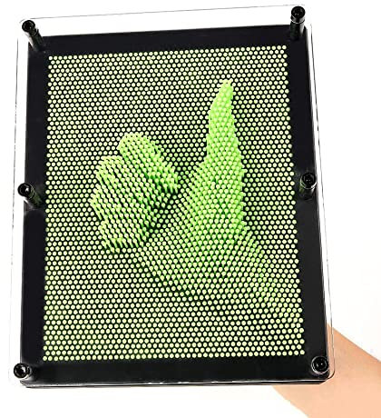 Adurello 3D Pinart Nail Game Pinpressions Classic Pin Sculpture Board Stress Relief Toy for Children Adults Extra Large 25 x 20 x 4.5 cm (Green)