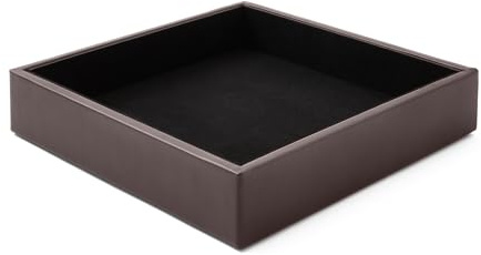 Eglooh - Minerva - Taschenleerer Leder Dunkel Braun - Schreibtisch-Organizer mit modernem Design - Ablagefach für Schlüssel, Münzen, Schmuck - cm 16,5 x 16,5 - Made in Italy