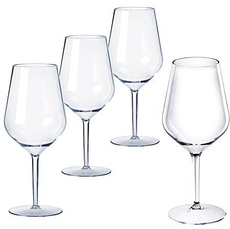 Doimoflair Bicchieri da vino in plastica infrangibili bicchieri da vino in plastica (4, 47 cl.)