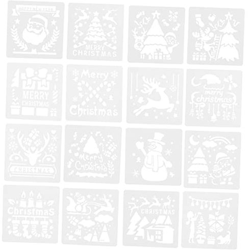 SHOWERORO 16-teilige Weihnachtliche Malschablonen Aus Pet-material Zum Zeichnen Und Malen Für Kinder Und Erwachsene