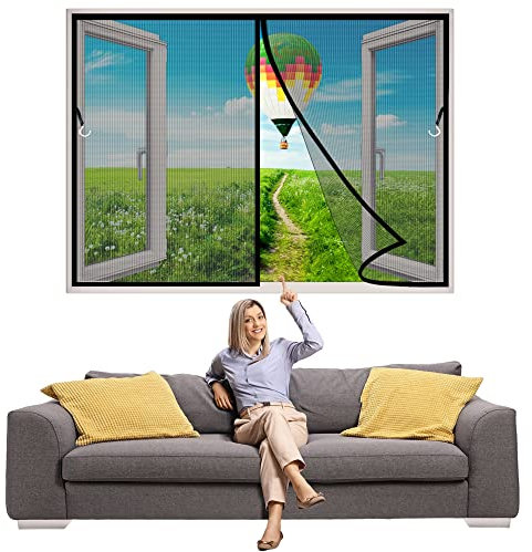Zanzariera Magnetica 170x85 cm Finestre Zanzariere su Misura Chiudi Automaticamente Rete di Ottima qualità per Balconi, FinestreFinestre Casa Ufficio - Nero Z