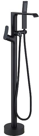 Robinet Sur Pied Baignoire Ilot Cascade, Monotrou 2 Modes Mitigeur pour Baignoire ilot Rotatif À 360°,noir
