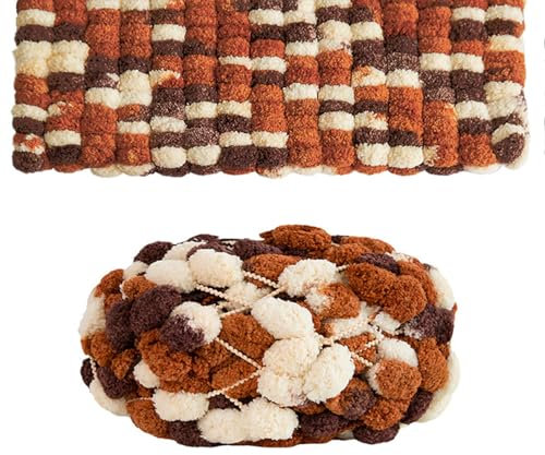 EBbels Dickes Wollgarn, Pom-Pom Häkelgarn, 28m Dickes Weiches Handstrick-Häkelgarn, DIY-Strickwolle, Grobes Nähstrickgarn Für Kissen, Überwürfe, Decken, Haustierbett (4)