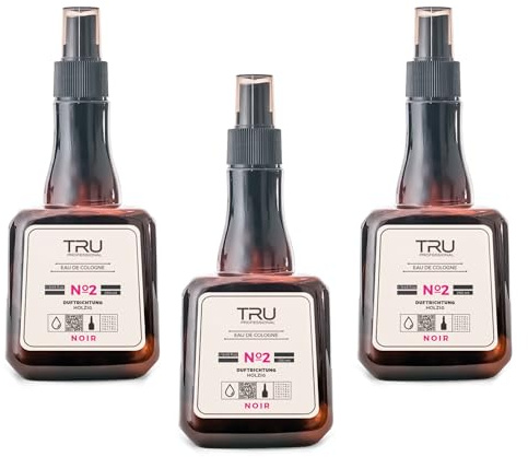 TRU Barbers Eau De Cologne After Shave Spray 3x 250ml NOIR - Langanhaltender Duft, Premium Herrenpflege, Beruhigende Pflege nach der Rasur