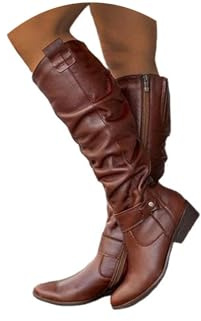 tinbarry Stivali al Ginocchio Donna Stivali Scamosciati con Gambo Lungo Eleganti Stivali Invernali Caldi Stivali da Cavaliere Stivali da Cowboy con Cerniera Stivali con Tacco Basso