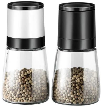Molinillo de Pimienta Juego de molinillo de pimienta, salero y pimentero for Chef profesional, molinillos de especias de cerámica con aspereza fácil ajustable Cocinando