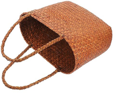 KITANDOVE Geflochtener Picknickkorb Aus Stroh Handgewebter Korb Mit Griffen Tragbarer Aufbewahrungskorb Für Outdoor-picknicks Und Camping