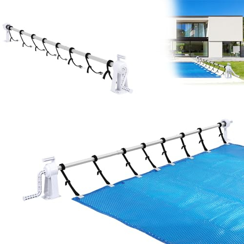 MAYTIIMO Pool Aufroller Premium 1,05m-6,15m Verstellbar Mobiles Aufrollsystem für Solarplane & Abdeckung Aufrollvorrichtung aus Aluminium inkl. 8 Befestigungsbänder