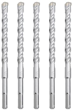 hsawbit 5PCS Masonry Drill Bits Set with SDS Plus Shank, 14mm x 210mm Hammer Drill Masonry Drills Tungsten Carbide Tip for Concrete, Brick, Cement Walls, Stone