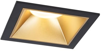 Paulmann 93131 LED Einbauleuchte 3-Step-Dim Cole IP44 eckig 88x88mm Coin 6W 470lm 230V 2700K Schwarz, Gold matt