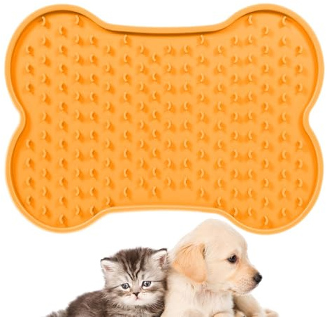 Alfombra de lamer para Gatos, Alfombra para lamer Mascotas | Alfombra de alimentación Lenta para Mascotas | Alfombra para lamer Perros y Gatos, Alfombra para lamer con Forma de Hueso para