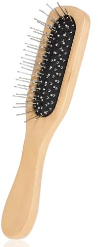 JJUNW Mini brosse à cheveux portable en bambou avec broches en métal - Peigne à coussin d'air - Peigne à coussin d'air - Massage du cuir chevelu - Pour hommes, femmes, enfants