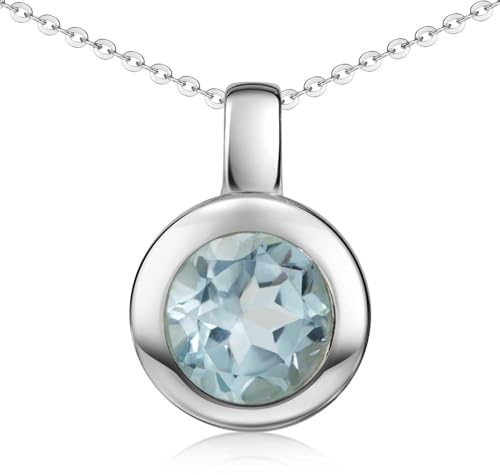 MATERIA by Matthias Wagner Runder Edelstein Anhänger Silber 925 Damen facettiert wahlweise mit Kette