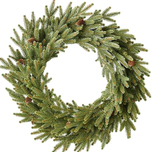 Corona natalizia esterna, corone artificiali natalizie - Corona artificiale Invernale Corona - Decorazione da parete della corona esterna da 23 pollici, corona della porta d'ingresso, decorazioni D