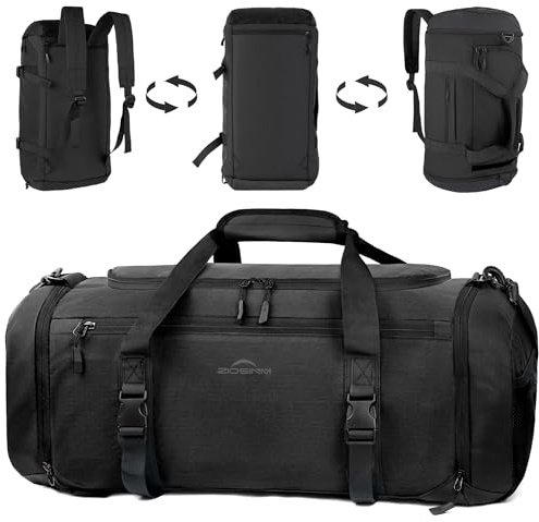 ZIOSINM Bolsa Deporte Hombre, 42L Mochila Gimnasio Hombre, Bolsa de Viaje Mujer Impermeabile Oxford con Compartimento para Zapatos, Compartimento para Artículos Húmedos y Capa Aislante (Negro)