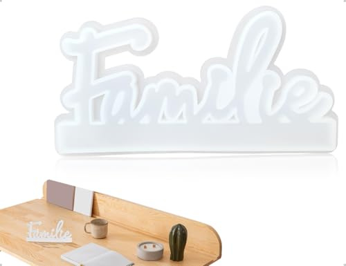 AOYEGIC Gießformen,DIY Harz Buchstaben Antihaftbeschichtete Silikonformen,verwendet für Bastelbeton Gips Zement Ton Kerzenhalter Heimdekoration Jubiläum(Familie,Weiß)