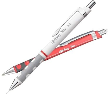 rOtring Tikky Schreibset | Weißer 0,5 mm Druckbleistift + Teerosen-Kugelschreiber | HB-Mine | blaue Tinte | ergonomischer Griff | nachfüllbar | ästhetischer Schul- & Bürobedarf