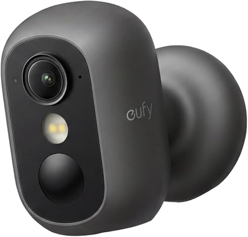 eufy Security eufyCam C35, trådlös säkerhetskamera för utomhus och inomhus, magnetfäste, färgnattsseende, lokal lagring, ingen månadsavgift, IP67, ansiktsigenkänning, stöder solpanel（svart）
