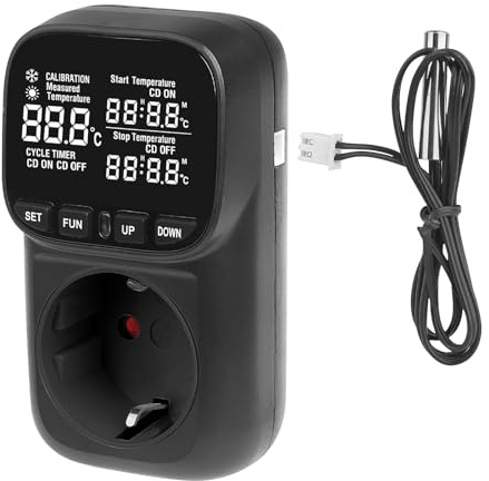 Digitaler Temperaturregler, Temperaturschalter, Steckdose Temperaturgesteuert, 250V Digitale Thermostat Steckdose, Heizung Kühlen Temperaturschalter Für Gewächshaus,Aquarium,Terrarium,Reptilien