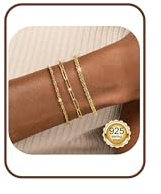 Milacolato Armband Silber 925 Damen Armband 16 Karat Vergoldet Zierliche Gliederketten Armbänder Stapelbar Verstellbar Mehrlagig Büroklammer Perlen Armbänder für Damen Mädchen