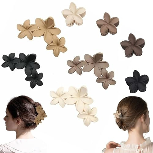 Flor Clips Garra,Sonwaha 8 Piezas Pinzas Pelo Antideslizantes Pinzas for el Pelo Forma Flor Horquillas para Mujeres Accesorios para Peinados para Cabello Grueso y Fino