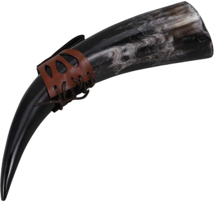iplusmile Chope en Corne Viking 30-35 Cm Grosse Capacité Corne Naturelle Style Médiéval Récipient à Boire Nordique pour Hydromel Bière Fêtes Couleur Aléatoire