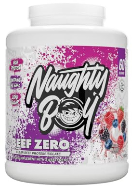 Naughty Boy Clear Beef Protein Isolate Powder, Muscle Growth and Recovery, Lactose Free, Zero Sugar, Low Fat, 1.8kg - 60 Servings (Mixed Berries)