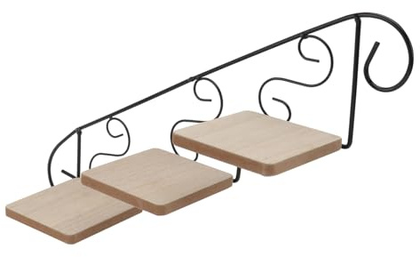 VILLCASE Mensola Porta Fiori da Parete Nera in Ferro Forma di Scala Supporto Compatto per Piante e Decorazione Artistica Interna Facile da Installare e Organizzare