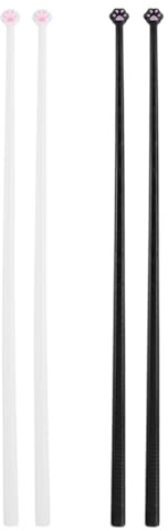 2 Paar Sushi StäBchen Kunststoff Rutschfest StäBchen FüR Sushi Und Asiatische KüChe Wiederverwendbar EssstäBchen Katzenpfote FüR AnfäNger Und Kinder Geeignet Schwarz Und Weiß 25 Cm