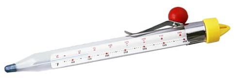 FOMIYES Thermomètre de Cuisson en Verre pour Sirop et Confiture, Thermomètre Multifonction Alimentaire Pince de Fixation, Lecture Précise, Outil Pratique Cuisine Maison Couleur Aléatoire