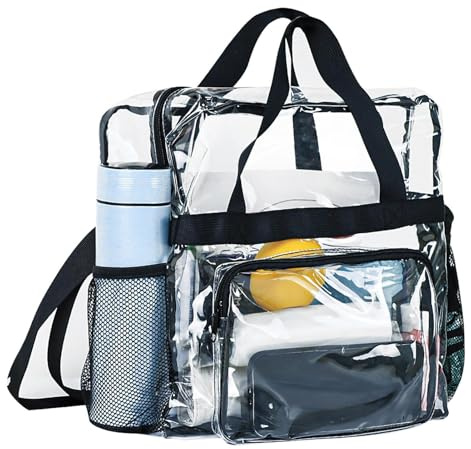 Genomskinlig Tygväska Stadium Godkänd - PVC Polyester Gym Shopping Case, Transparent Strandväska Blixtlåsfickor, Förstärkt Sömnadsgarn Hållbarhet | Rymlig Reseutrustning För Stadium Sports Festival Ga