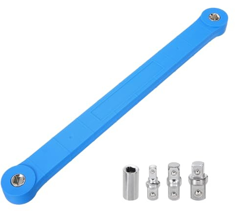 Kozelo Offset Extension Wrench Tight Reach Extension Wrench Set Wrench Extender Tool Bar 15.55 Length with 1/2, 1/4 and 3/8 Square Drive Adapters for Small Place, Sky Blue