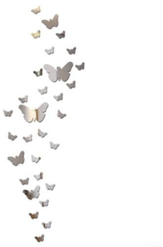 ZWEquipint 3D-Schmetterling-Spiegel-Wandaufkleber, 25 Stück, Acryl-Aufkleber für Zuhause, Raumdekoration, DIY, Wandkunst, Silber, Schwarz, Gold, 1 mm dick, Set (Silber)