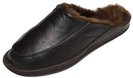 Herren Lammfell Pantoffeln Jan in der Farbe braun Schuhgröße EUR 45