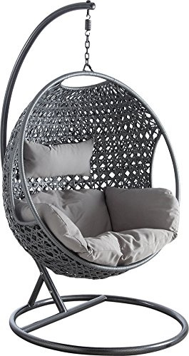 AUBRY GASPARD Fauteuil Oeuf Suspendu Camelia Fauteuil Suspendu sur Pied en Polyrésine, Siege Oeuf Exterieur Intérieur, Fauteuil Suspendu Oeuf