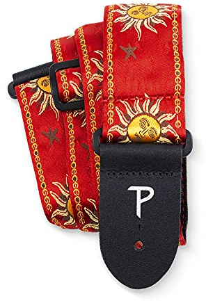 Perri's Leathers Ltd. - Tracolla per Chitarra - Nylon - Jacquard - Hello Sunshine - Rosso - Regolabile - Per Chitarre Acustiche/Elettriche/Bassi - Fabbricata in Canada (TWS-7010)